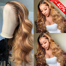 Load image into Gallery viewer, Yoniswigs Bodywave  Highlight 13x4 Transparent Lace 13*6*1 T Part Lace Front Human Hair Wigs for Women Invisible 150% 180% Density Pre Plucked
